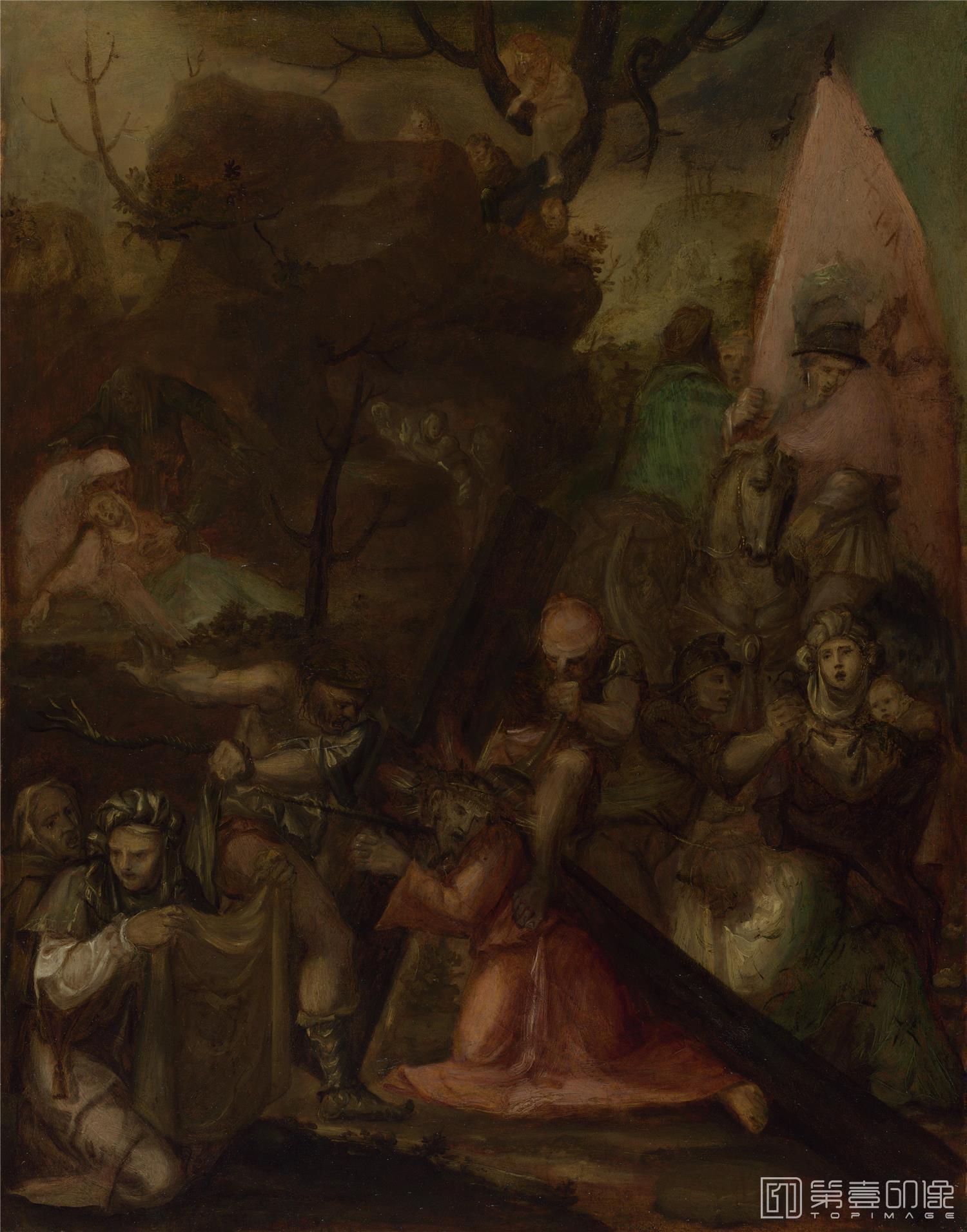 水彩画-大英博物馆藏画-Polidoro da Caravaggio - The Way to Calvary-2034